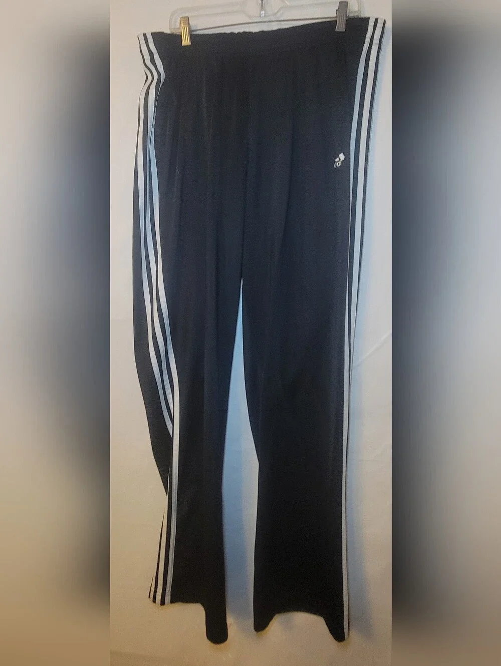 Adidas Black Track Pants with White Stripes
